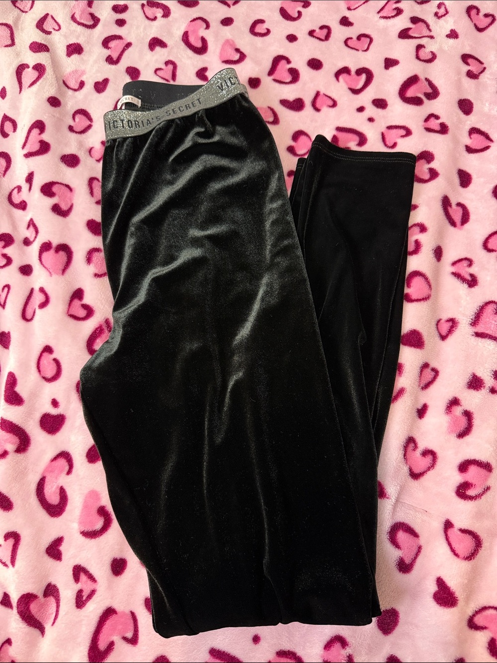 Victoria's Secret Black Velvet Leggings
